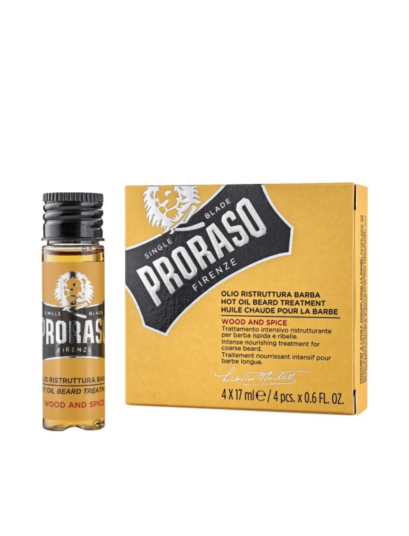 Proraso Wood and Spice Huile à barbe chaude 4x17ml