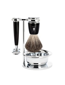 Mühle Rasierset RYTMO mit Rasierhobel und Rasierschale schwarz